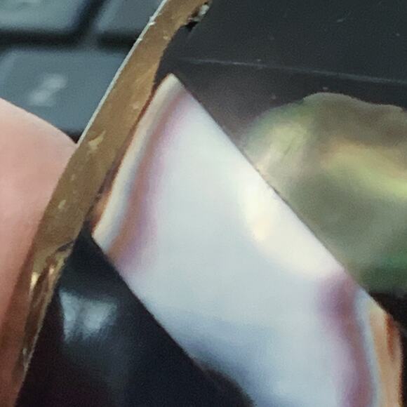 Vintage Brass Bangle Shell Inlay Black Resin Geometric Cuff 1960s 1970s - Picture 16 of 16